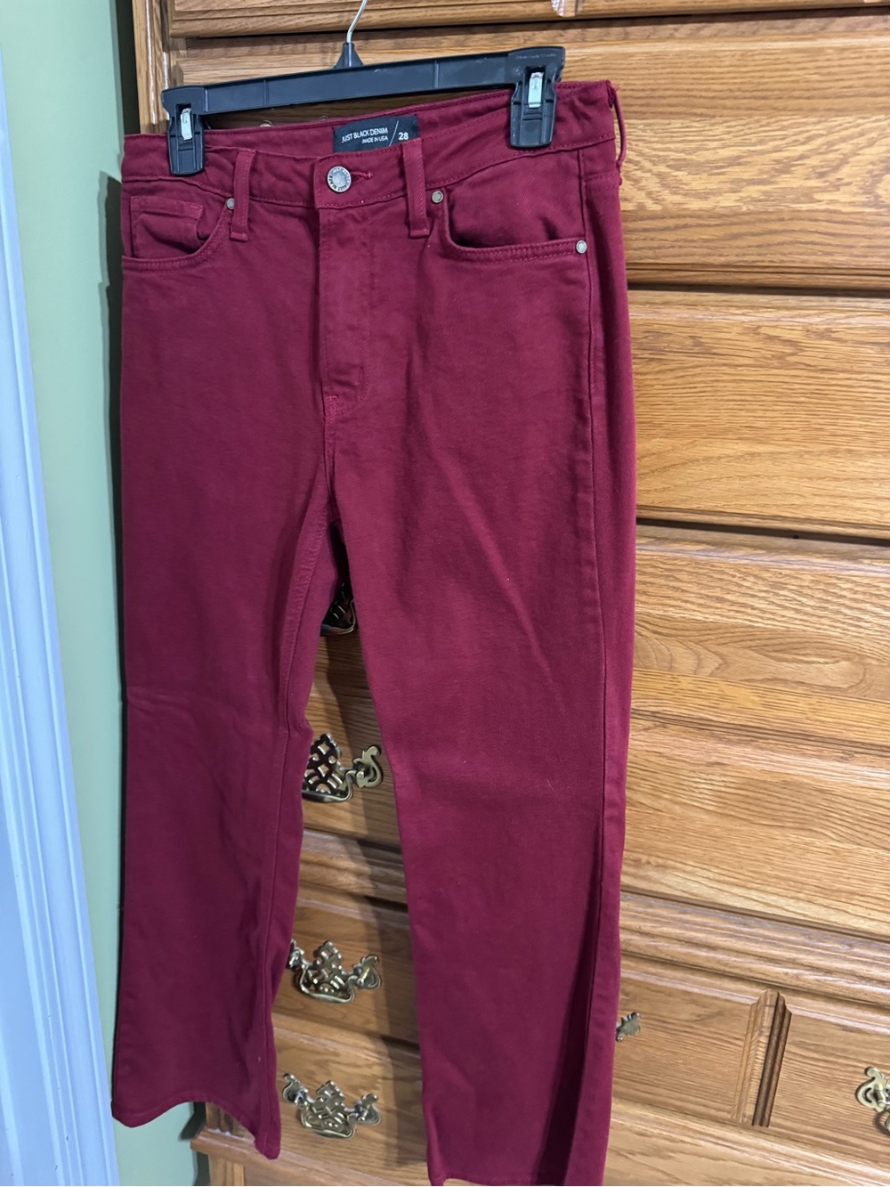 Just Black Women's Boot Cut Jeans in Burgundy